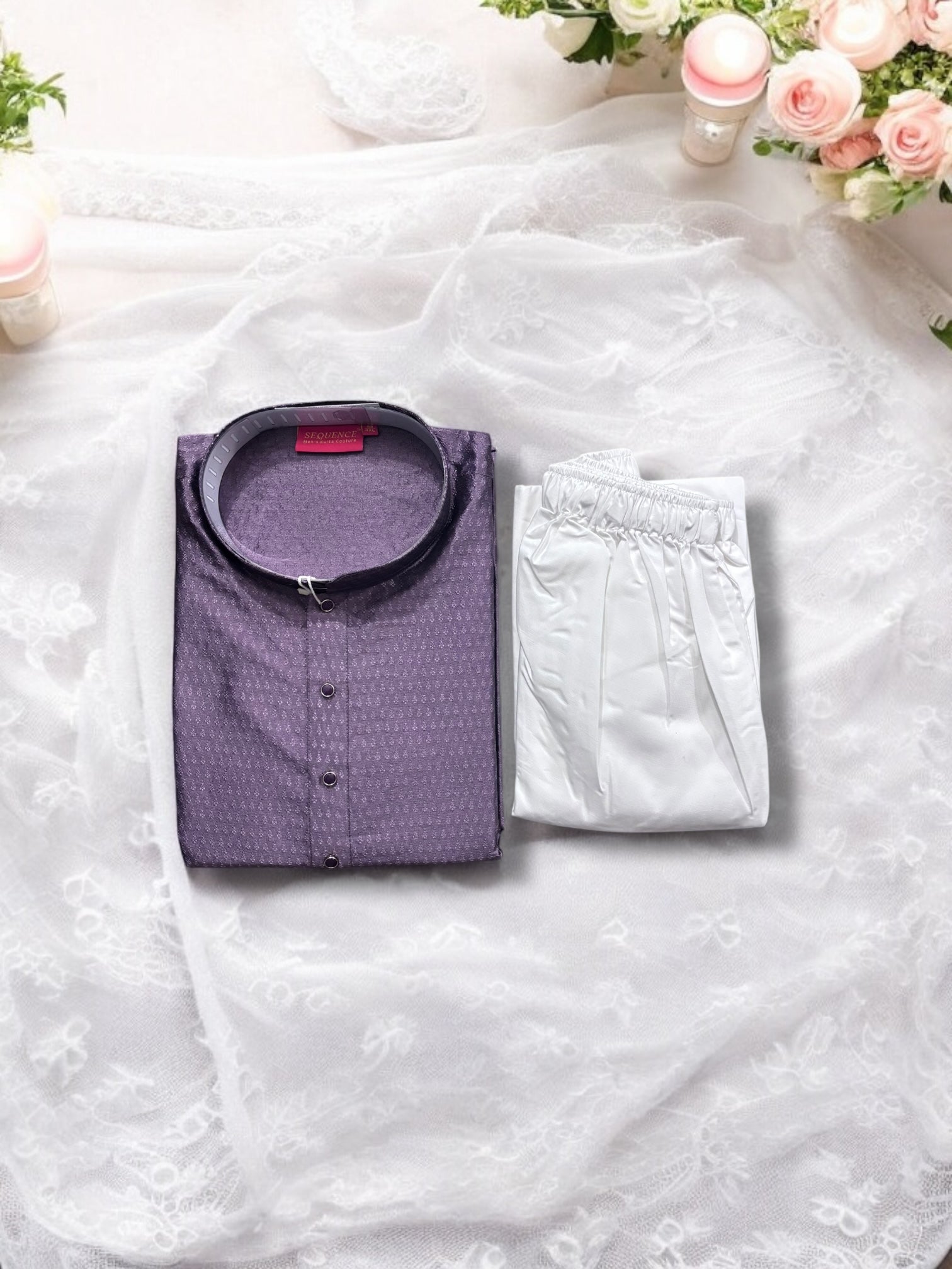Traditional men's wine silk kurta and pajama set by Saree Ghor Charlotte, ethnic wear for cultural occasions.