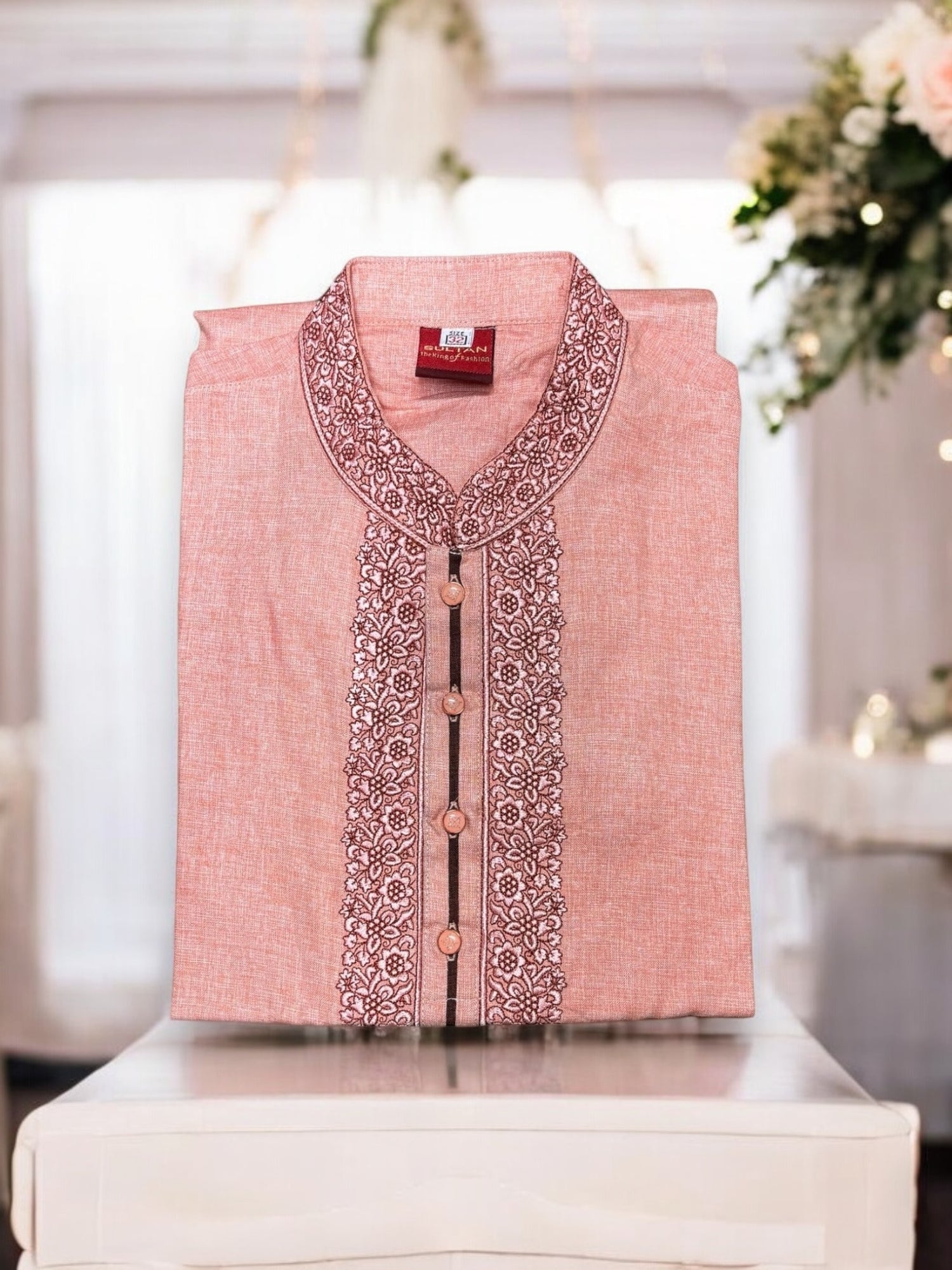 Light Pink- Traditional Men's Soft Cotton High Quality Kurta - Saree Ghor Charlotte