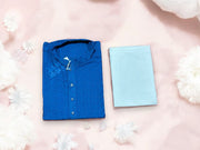 Men's traditional blue sequence kurta with pajama, Saree Ghor Charlotte men's kurta, detailed fabric and elegant design.