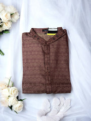 Mens traditional soft cotton kurta from Saree Ghor Charlotte, showcasing comfortable, lightweight fabric and classic design details.