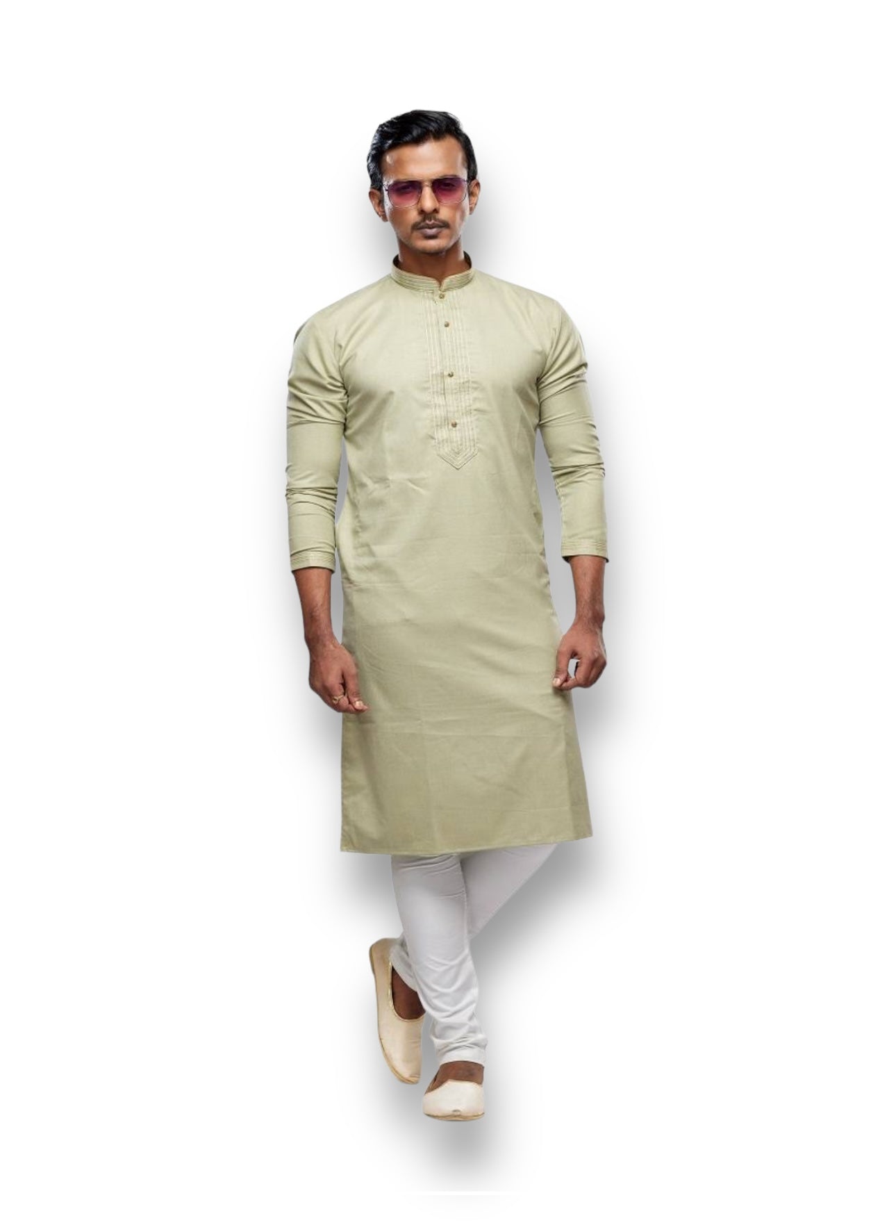 Pista color soft plain art silk men's kurta pajama with traditional design, casual ethnic wear for men, Saree Ghor Charlotte.