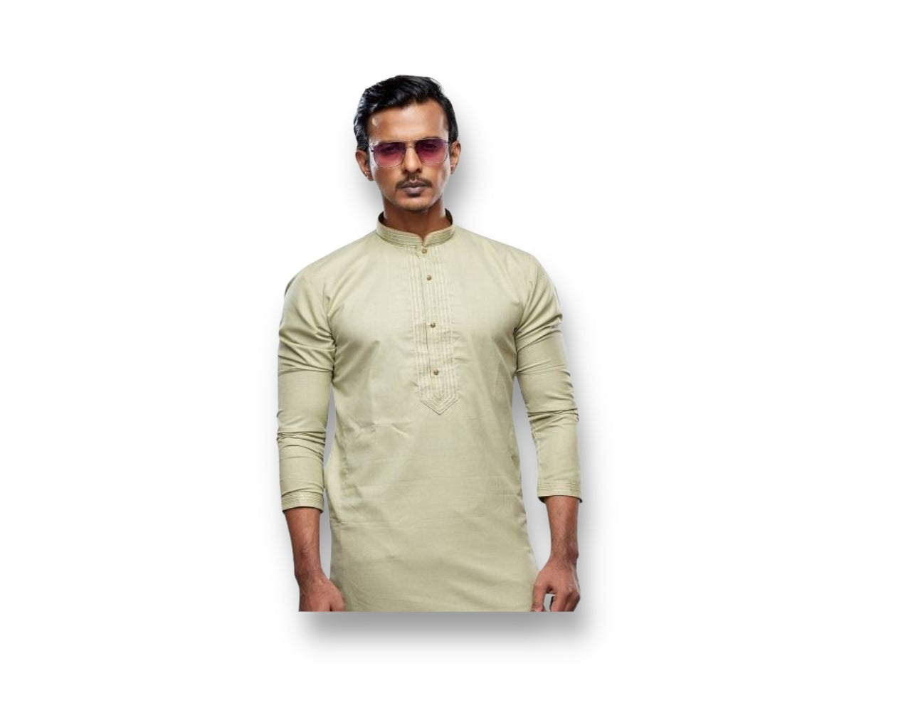 Pista color soft plain art silk mens kurta with pajama, traditional ethnic wear by Saree Ghor Charlotte, suitable for cultural occasions.
