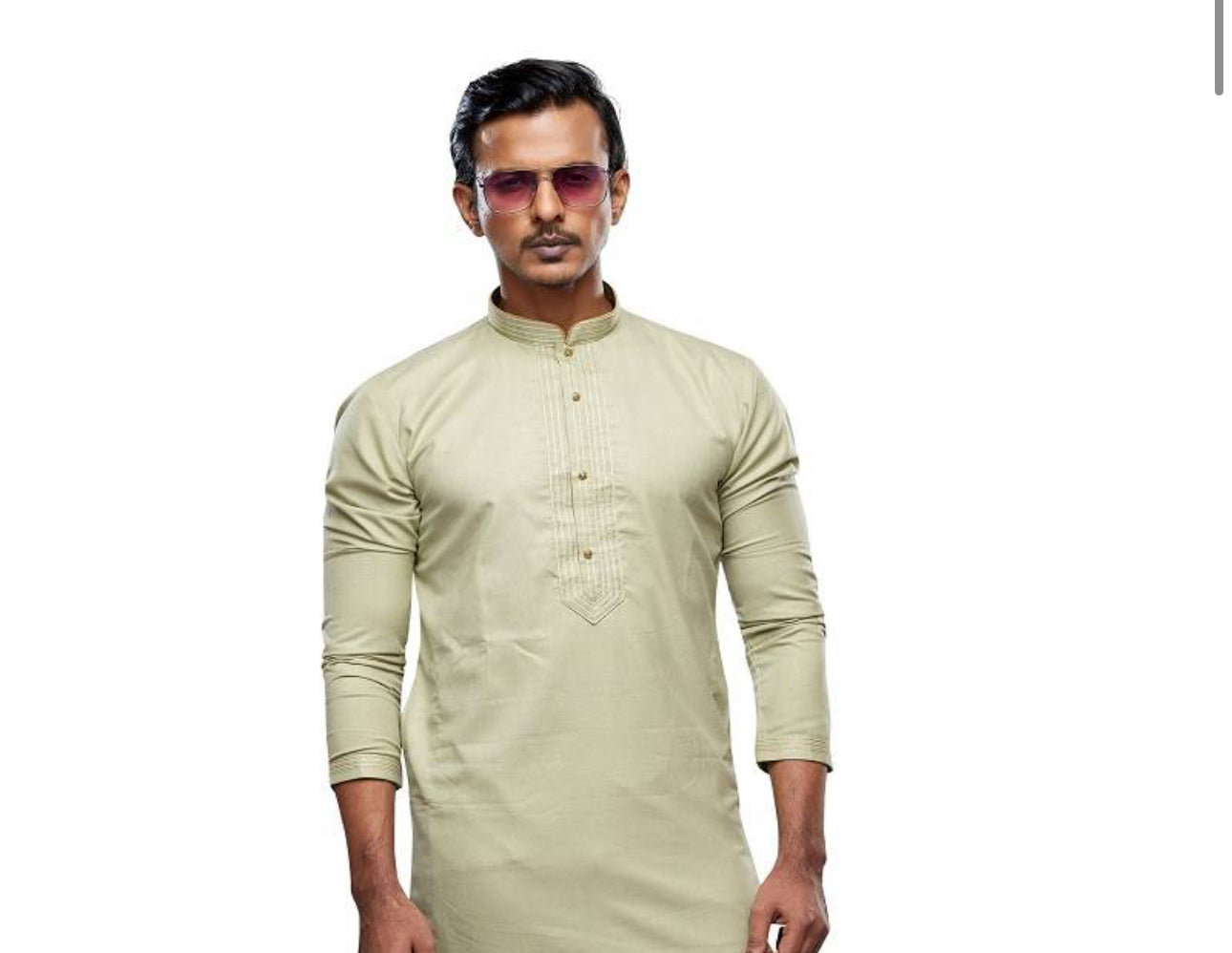 Pista color soft art silk men's kurta with matching pajama, traditional ethnic wear by Saree Ghor Charlotte.