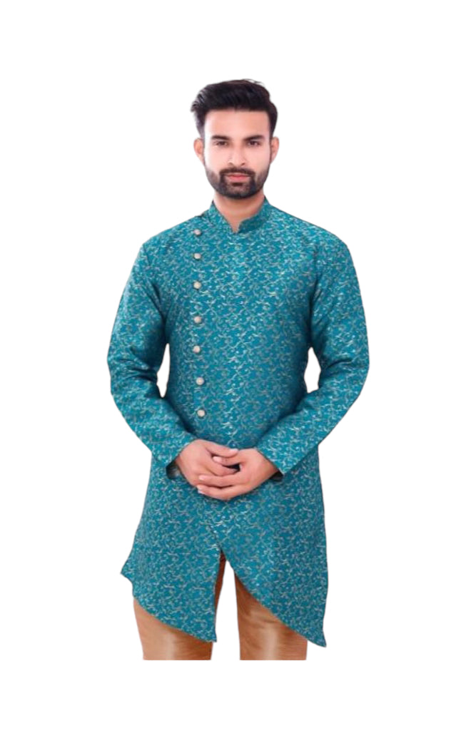 Traditional men's silk Kurta Pajama by Saree Ghor Charlotte, featuring elegant ethnic wear for parties and cultural events.