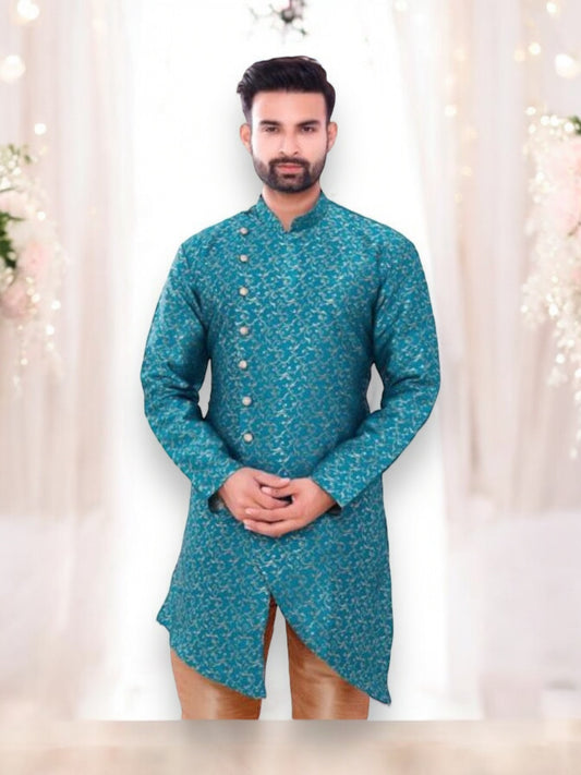 Traditional Party Wear Silk Kurta Pajama- HT– Ethnic Wear for Mens - Saree Ghor Charlotte