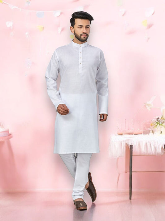 White - Outluk 57 Cotton Kurta with Pajama Set– Ethnic Wear for Mens - Saree Ghor Charlotte