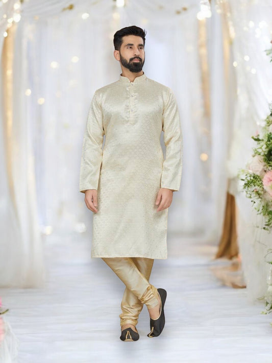 Beige Color Traditional Kurta Pajama-  122002– Ethnic Wear for Mens - Saree Ghor Charlotte
