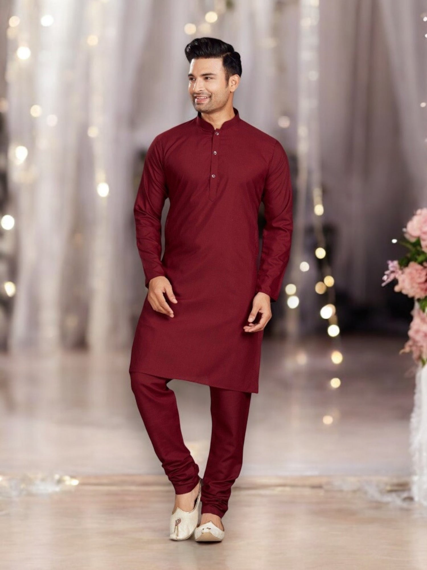 Maroon Color Traditional Kurta Pajama Catalog 69010– Ethnic Wear for Mens - Saree Ghor Charlotte