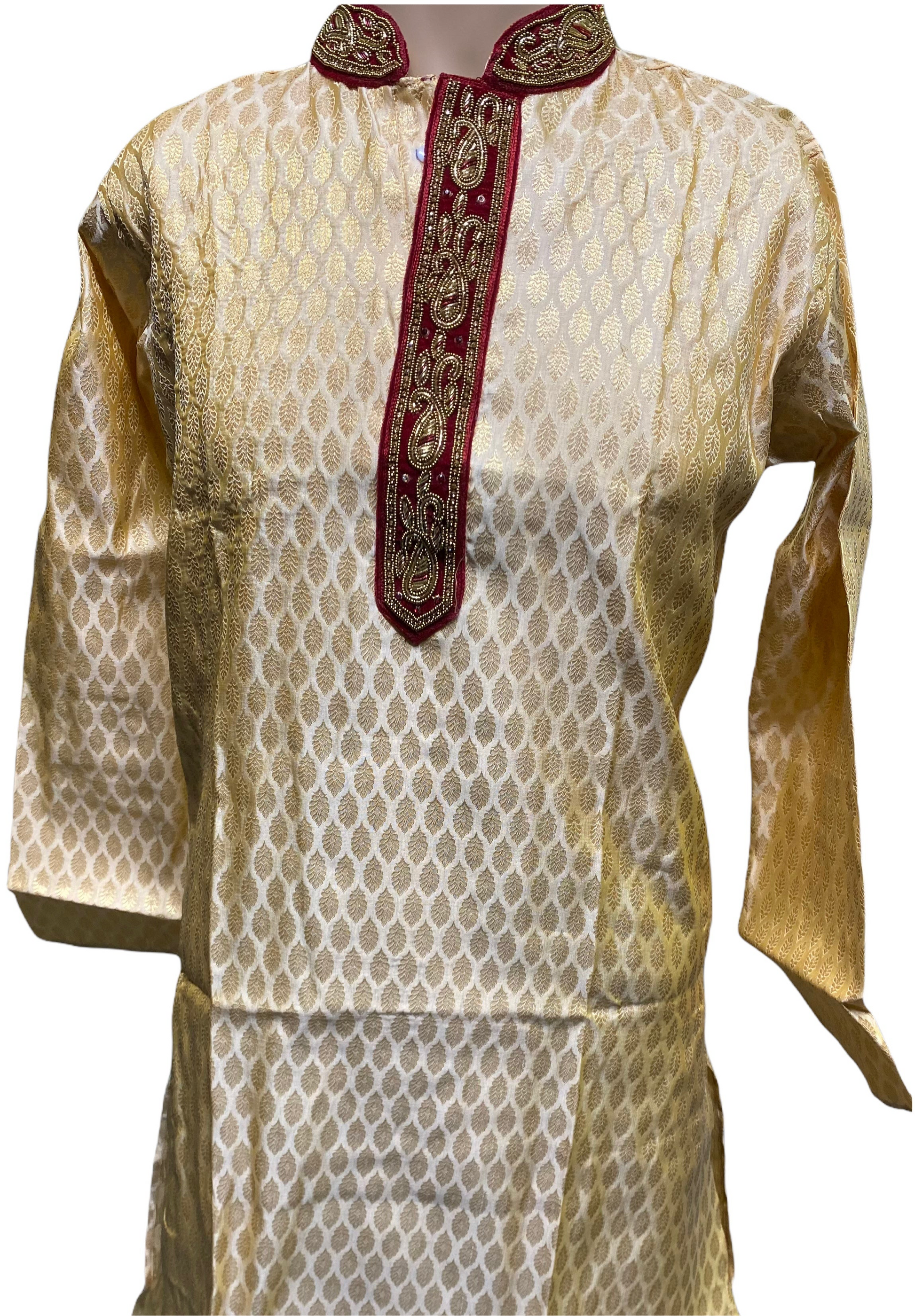 Traditional men's cotton party wear kurta by Saree Ghor Charlotte, featuring classic design and comfortable fit.