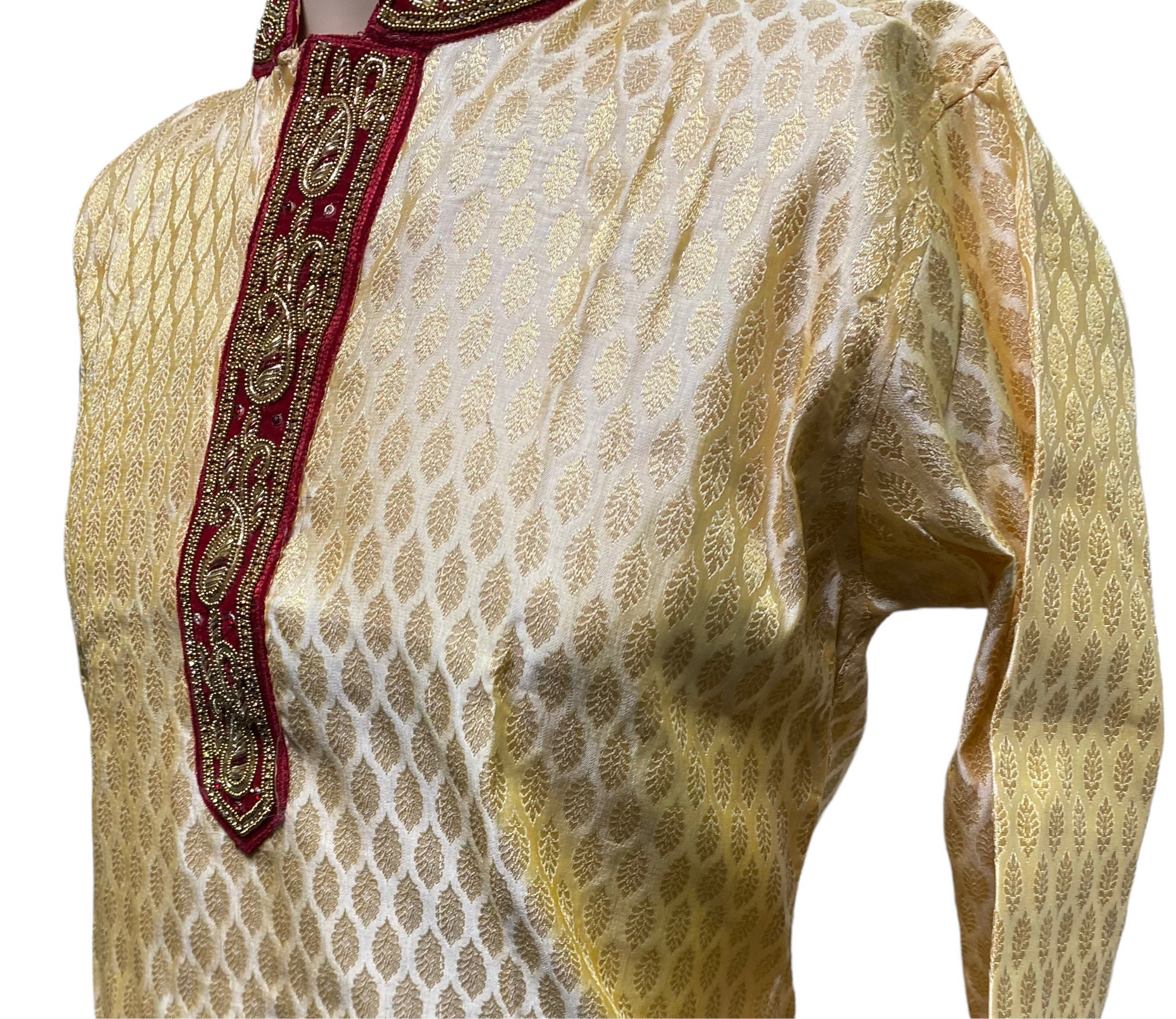Traditional men's cotton party wear kurta by Saree Ghor Charlotte, featuring classic design and comfortable fabric for festive occasions.