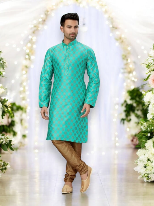 Traditional Men's Silk Kurta Pajama– Ethnic Wear for Men - Saree Ghor Charlotte