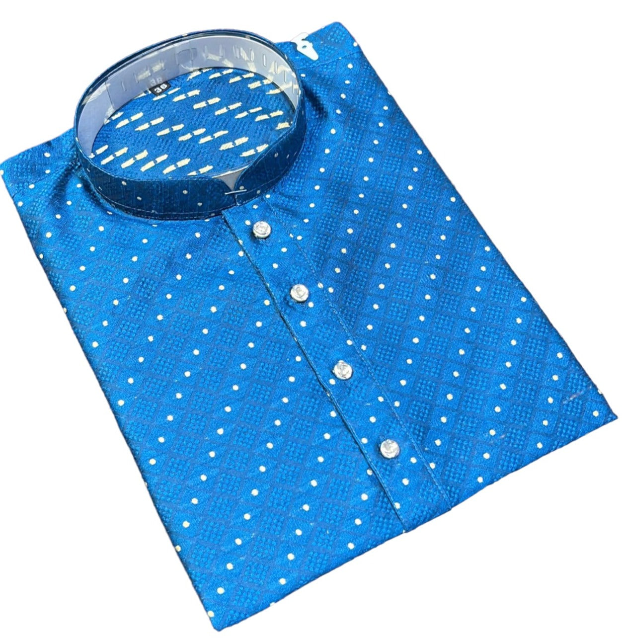 Men's Traditional Rama Blue Silk Kurta with Pant, HT6442 - Saree Ghor Charlotte