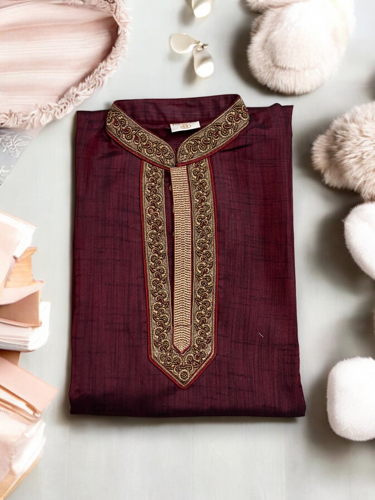Men's cotton party wear kurta by Saree Ghor Charlotte, traditional ethnic wear for men, in a stylish design.