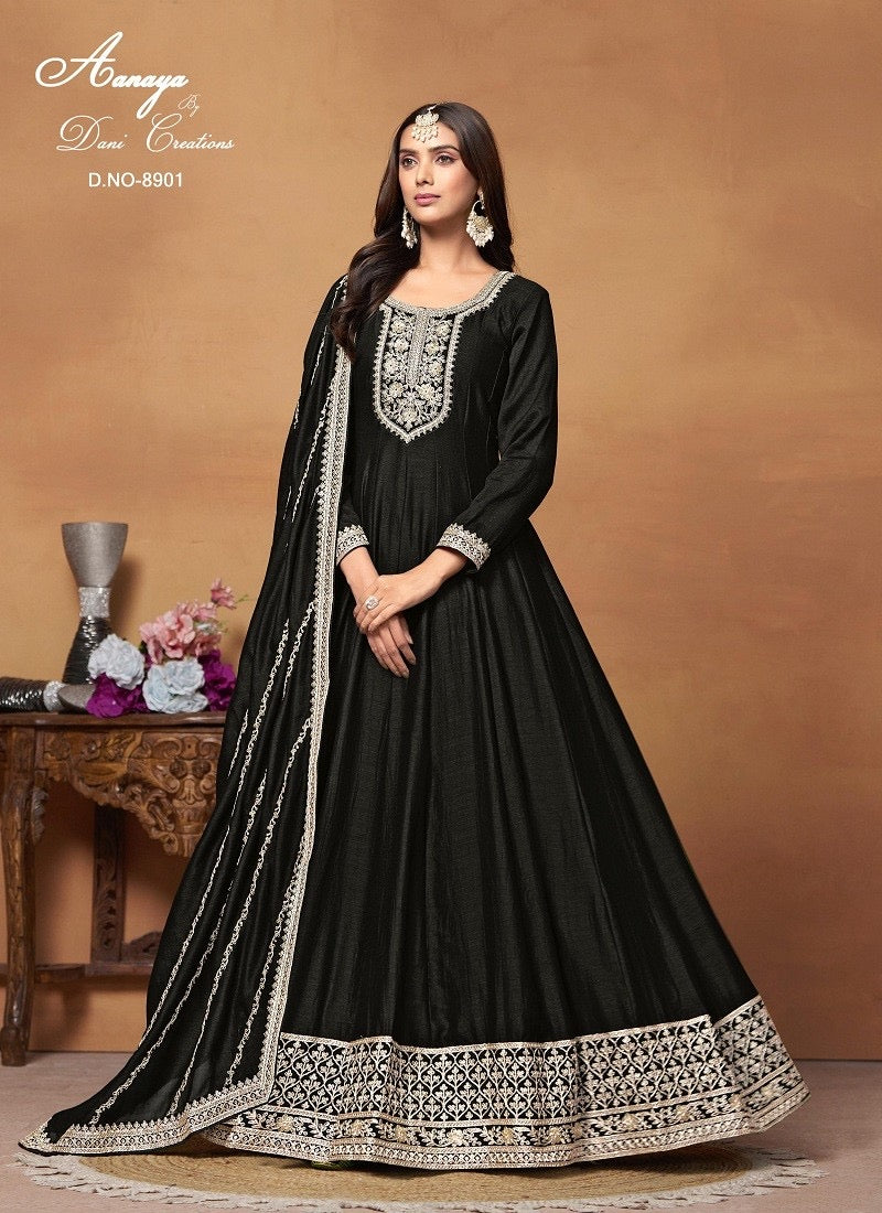 Art Silk traditional designer Salwar Kameez by Saree Ghor Charlotte, ethnic cultural wear for women with intricate detailing.