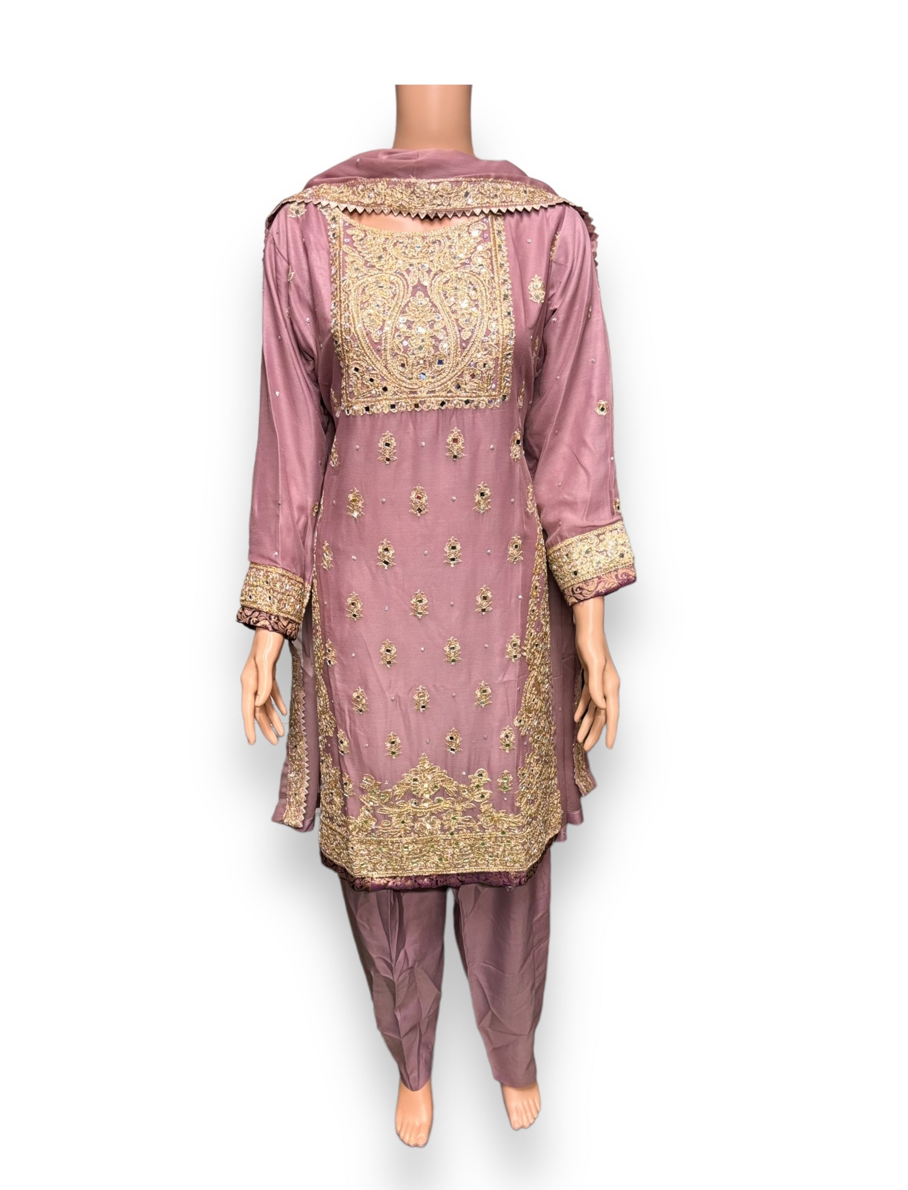 Designer Salwar Kameez set by Saree Ghor Charlotte, elegant ethnic party wear for women with intricate details and vibrant fabric.