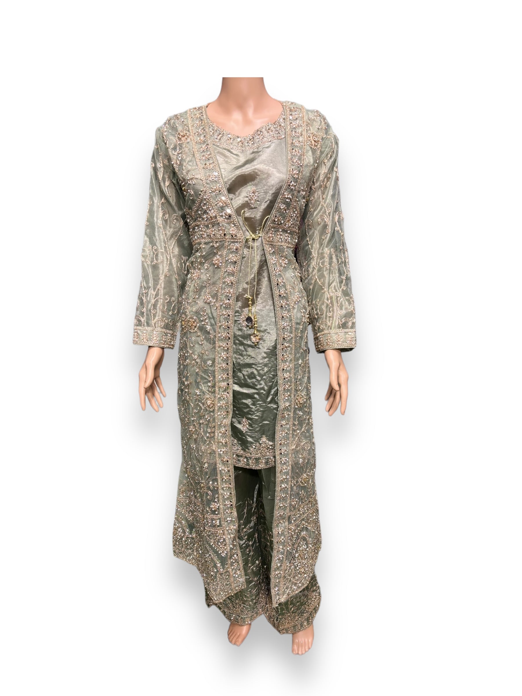 Elegant designer party wear Salwar Kameez set by Saree Ghor Charlotte, featuring intricate embroidery and vibrant fabric for women.