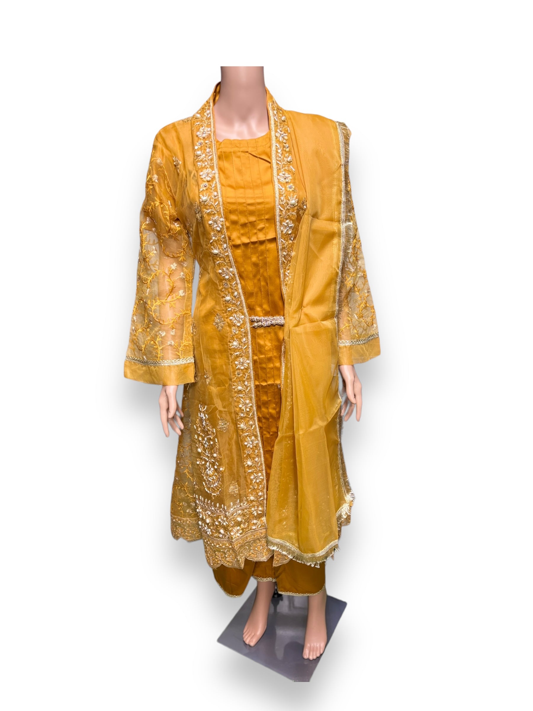 Designer Party Wear Salwar Kameez set by Saree Ghor Charlotte, elegant ethnic dress for women with intricate embroidery and vibrant colors.