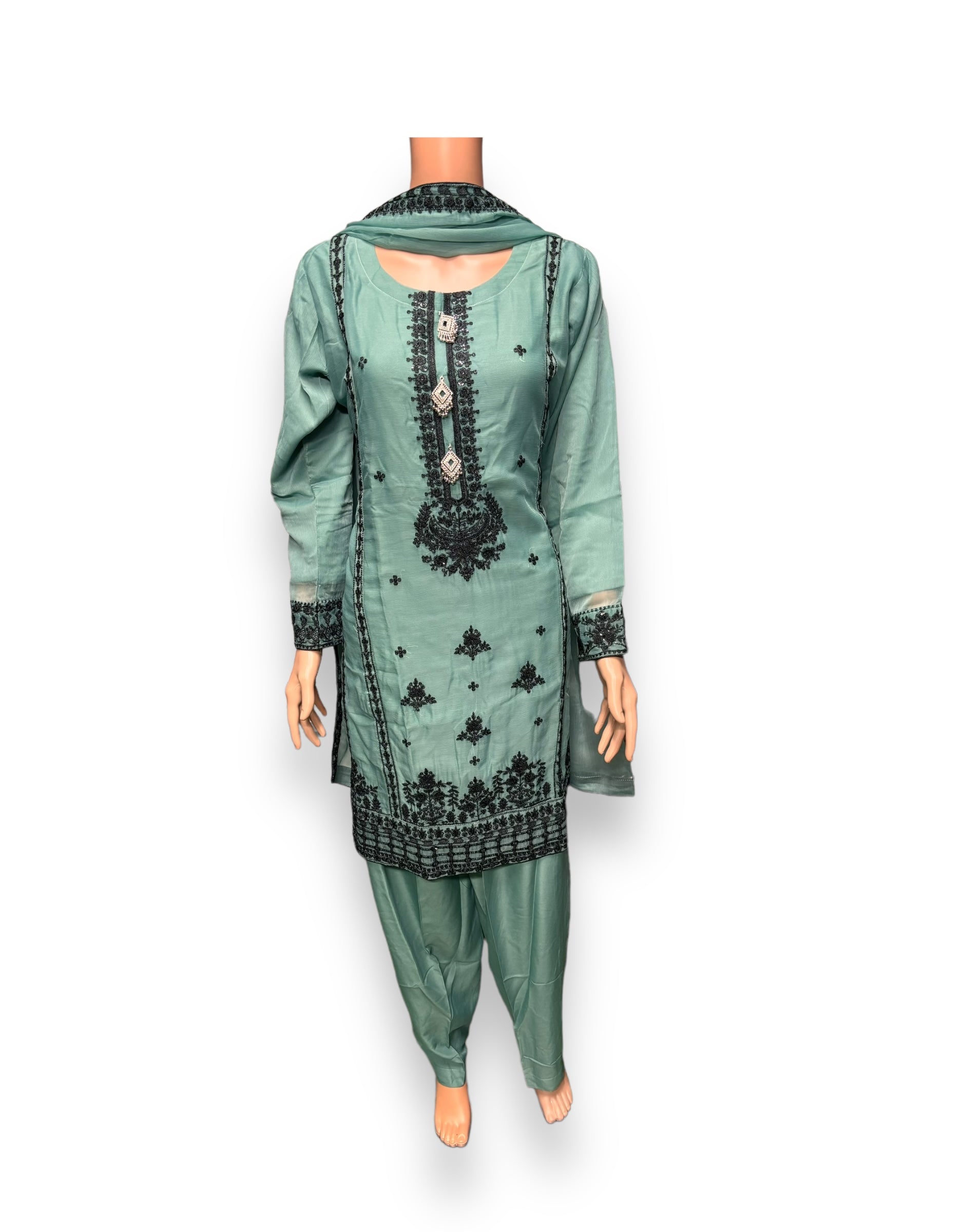 Designer Party Wear Salwar Kameez set by Saree Ghor Charlotte, elegant ethnic wear for women featuring traditional embroidery and vibrant fabric.
