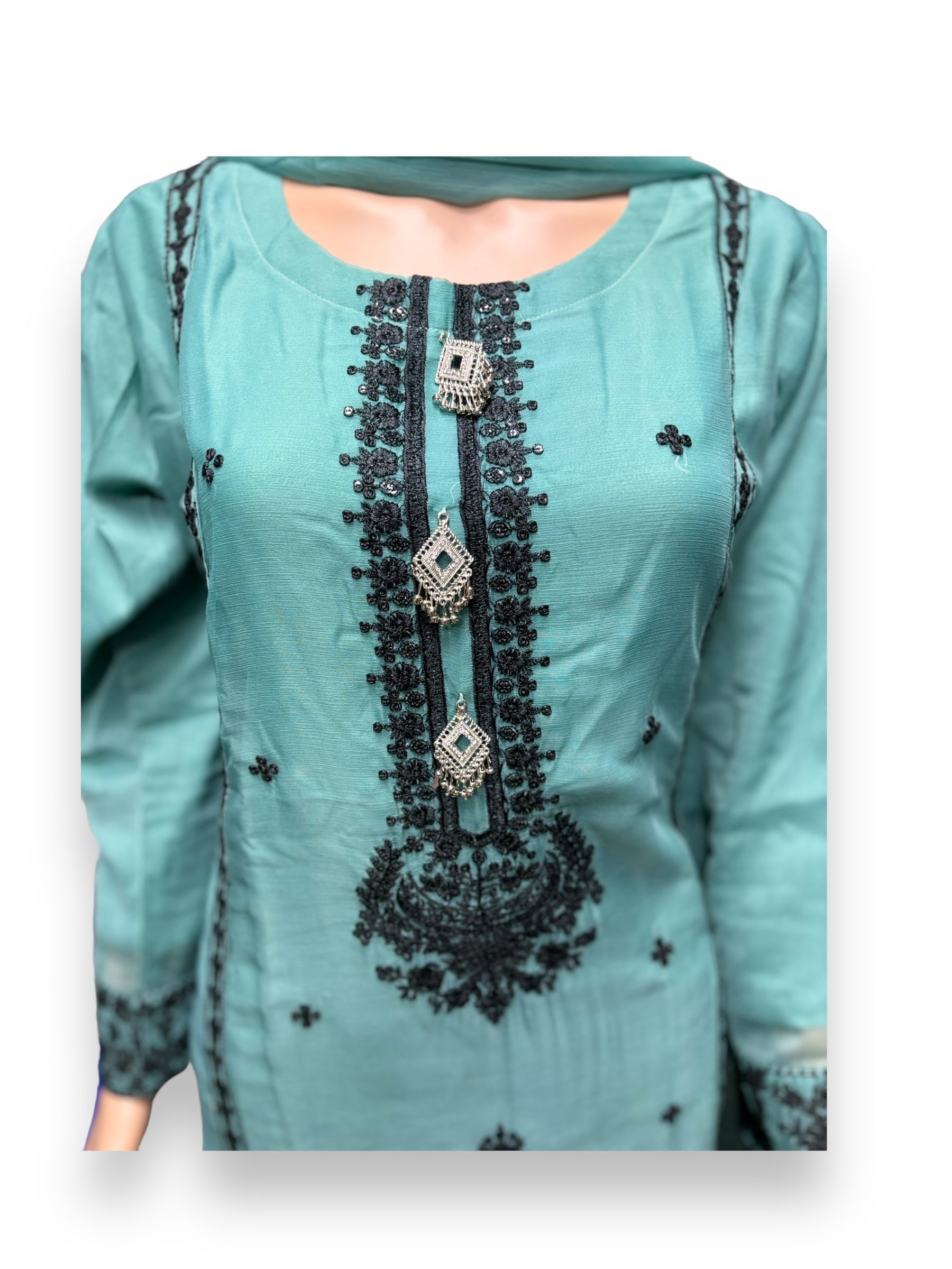 Designer party wear Salwar Kameez set by Saree Ghor Charlotte with intricate embroidery and elegant traditional style for women.