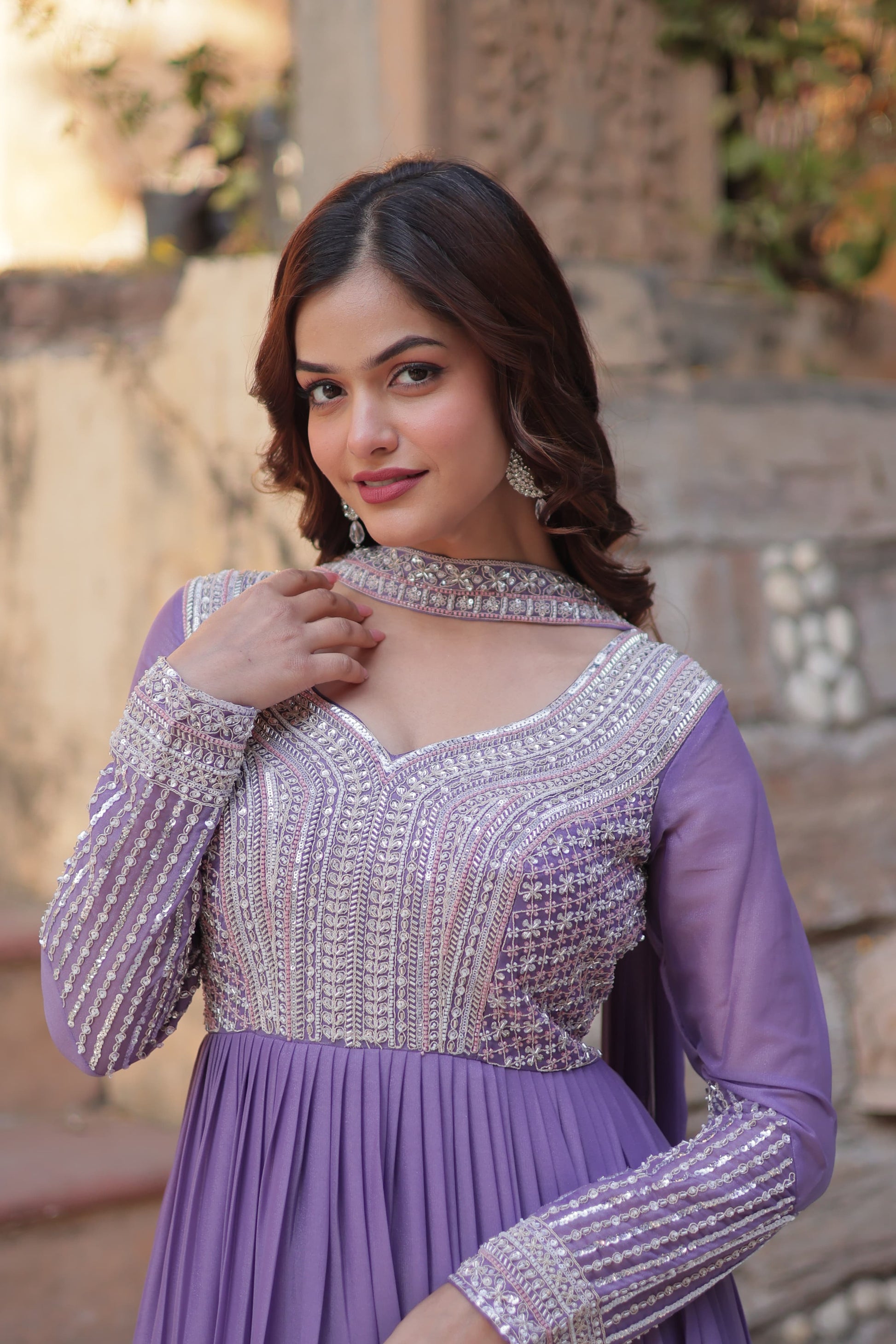 Georgette embroidery traditional designer salwar kameez for women, cultural wear by Saree Ghor Charlotte with intricate embroidery detail.