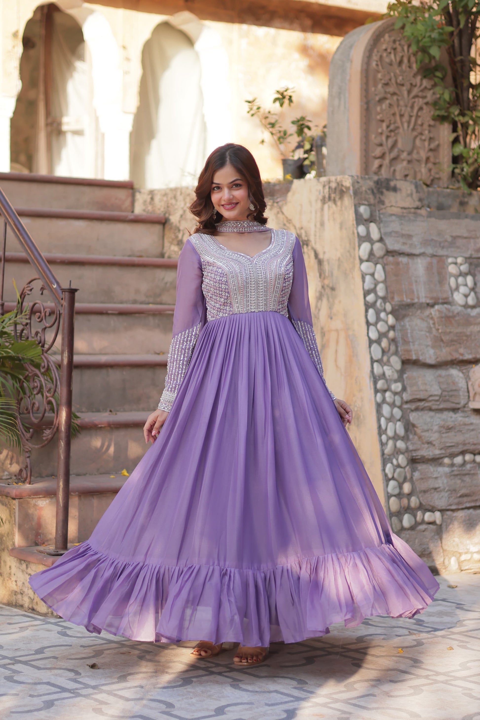 Elegant Georgette embroidery traditional designer salwar kameez for women, showcasing intricate ethnic wear by Saree Ghor Charlotte.