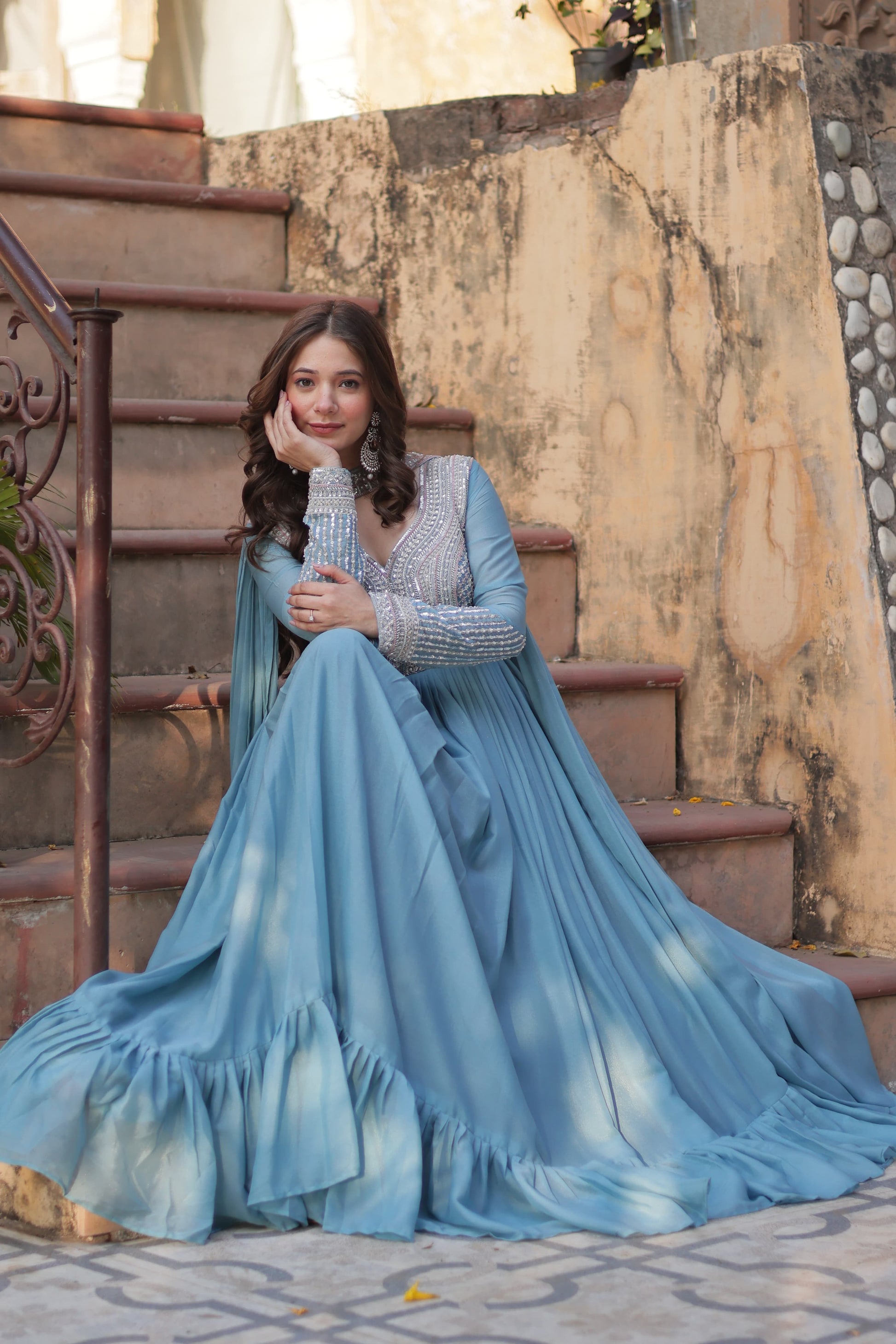 Elegant Georgette embroidery traditional designer salwar kameez for women, showcasing intricate ethnic embroidery and vibrant colors.