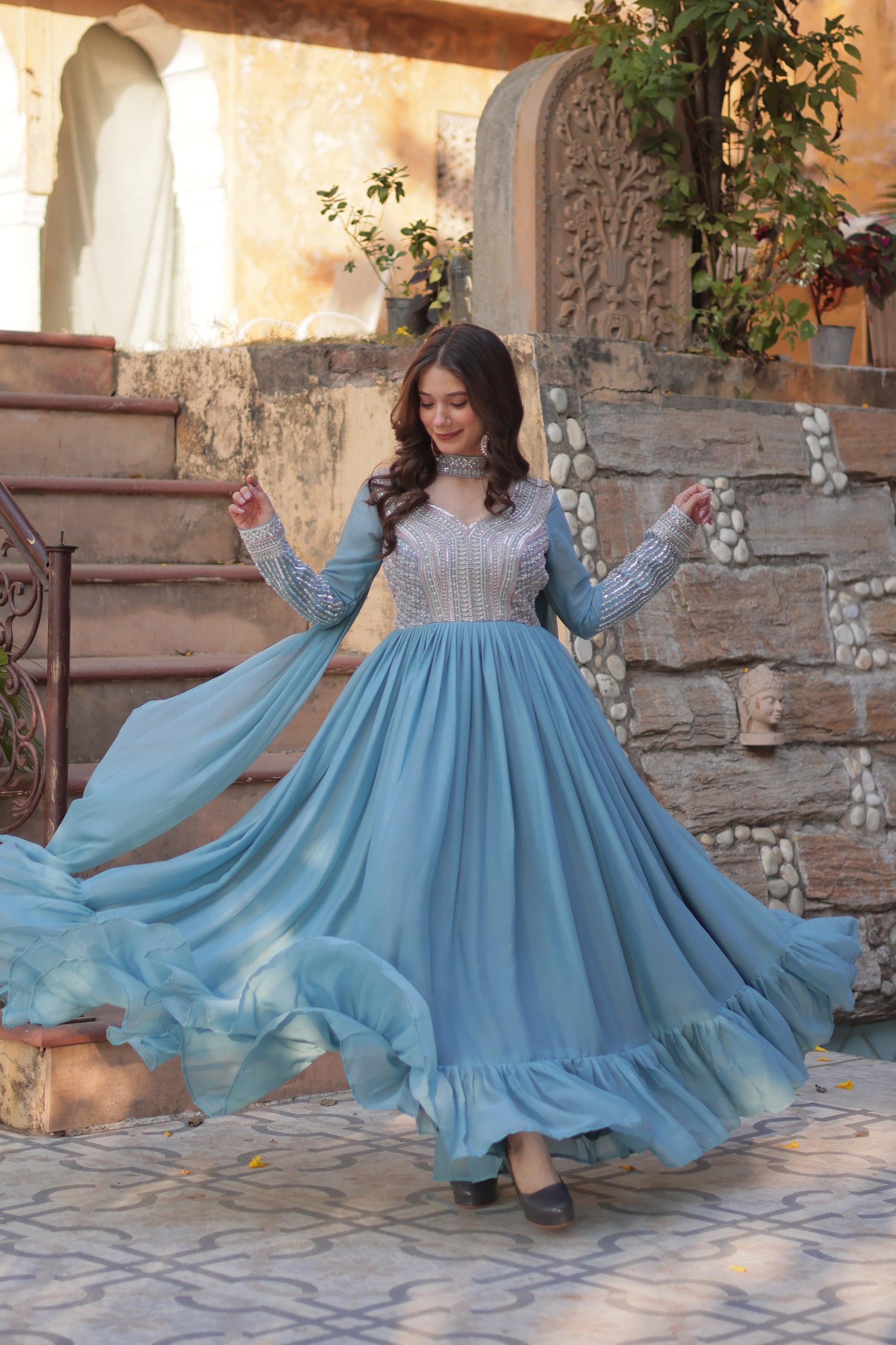 Beautiful Georgette embroidery traditional designer Salwar Kameez for women, showcasing intricate ethnic embroidery and elegant style.