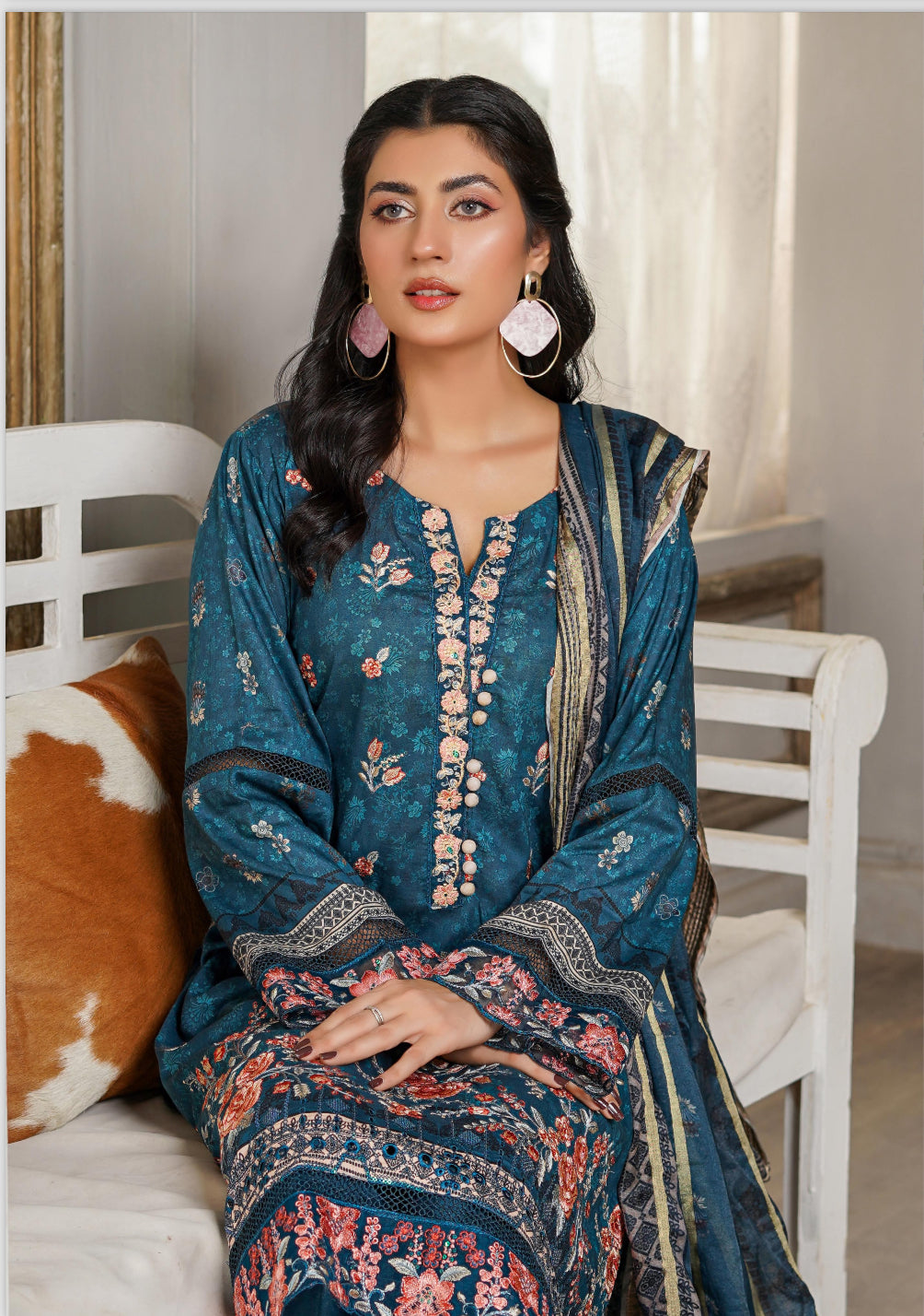 Munira Designer traditional Salwar Kameez set by Saree Ghor Charlotte, vibrant ethnic wear for women with intricate patterns.
