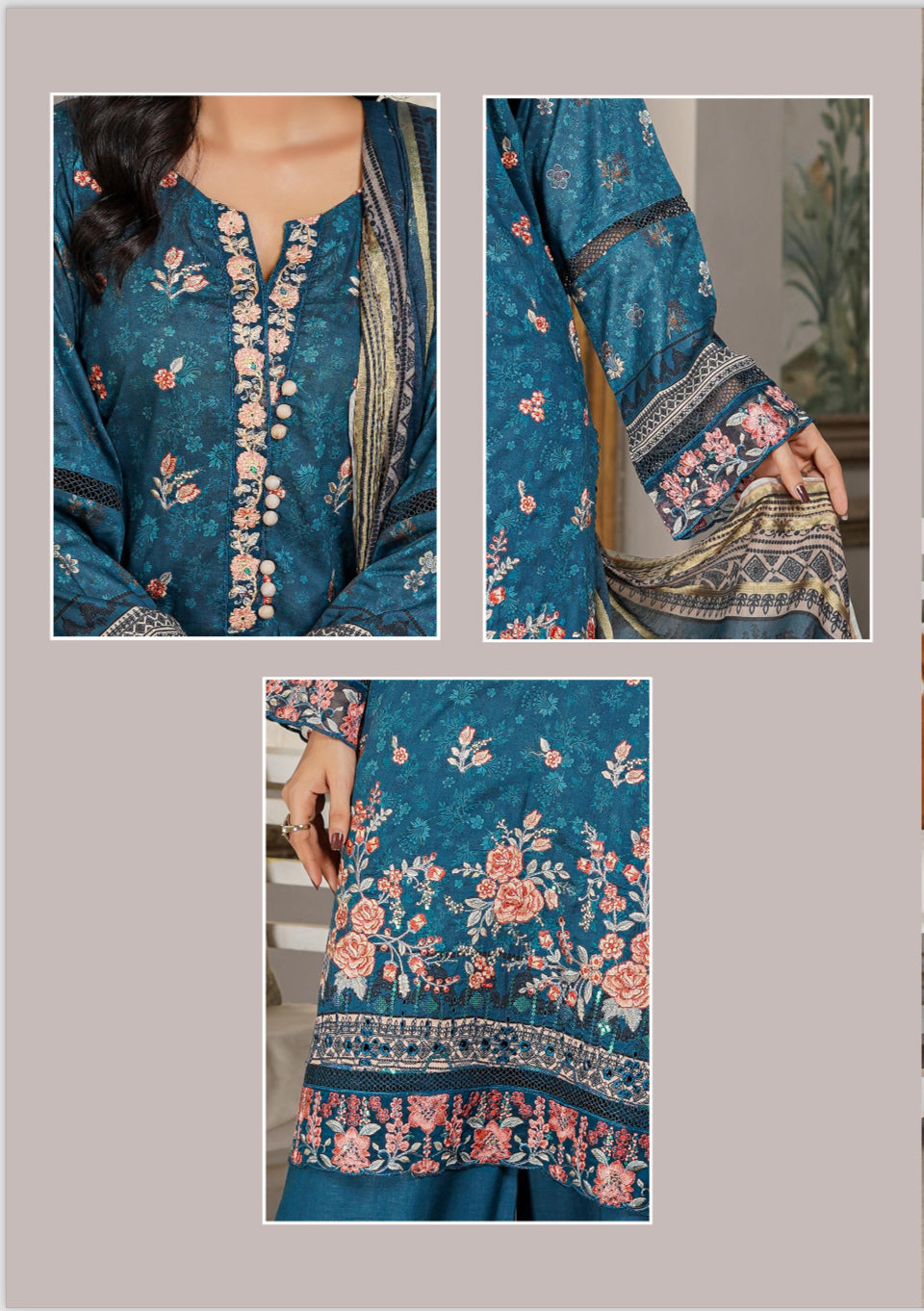 Munira Designer traditional Salwar Kameez set by Saree Ghor Charlotte, ethnic wear for women, detailed fabric and vibrant colors.