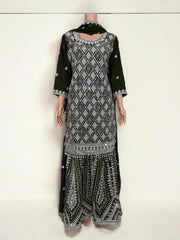Olive green designer salwar kameez suit by Saree Ghor Charlotte featuring traditional ethnic wear for women.