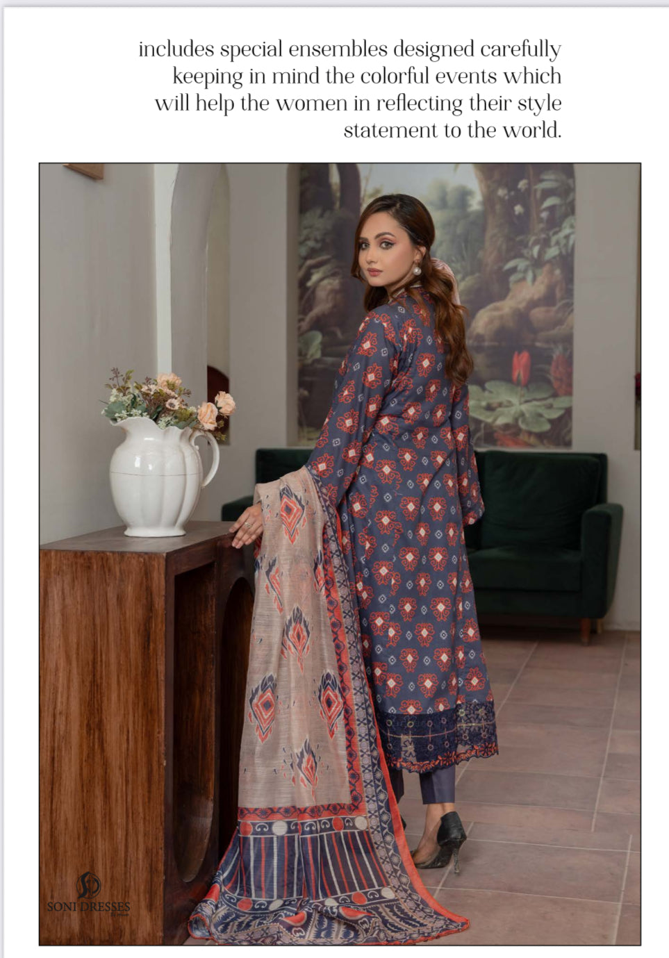 Pakistani Salwar Kameez suit by Saree Ghor Charlotte, ethnic women’s cultural wear with intricate embroidery and vibrant fabric.