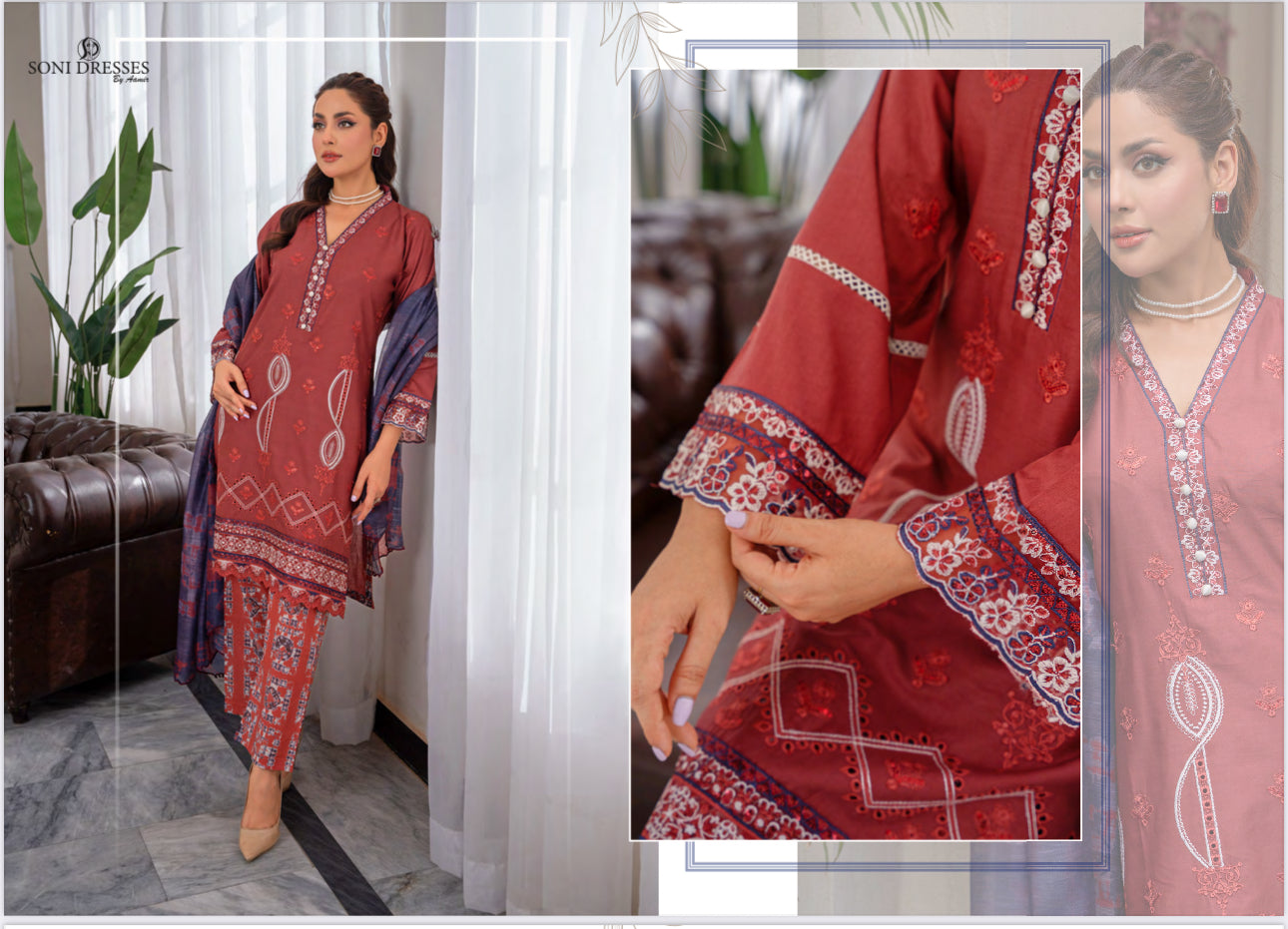 Pakistani Salwar Kameez suit by Saree Ghor Charlotte, ethnic wear for women, featuring traditional design and vibrant fabric.