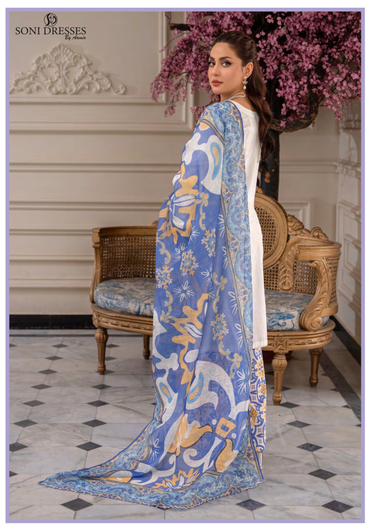 Pakistani Salwar Kameez suit by Saree Ghor Charlotte, traditional ethnic wear for women with intricate patterns and vibrant colors.