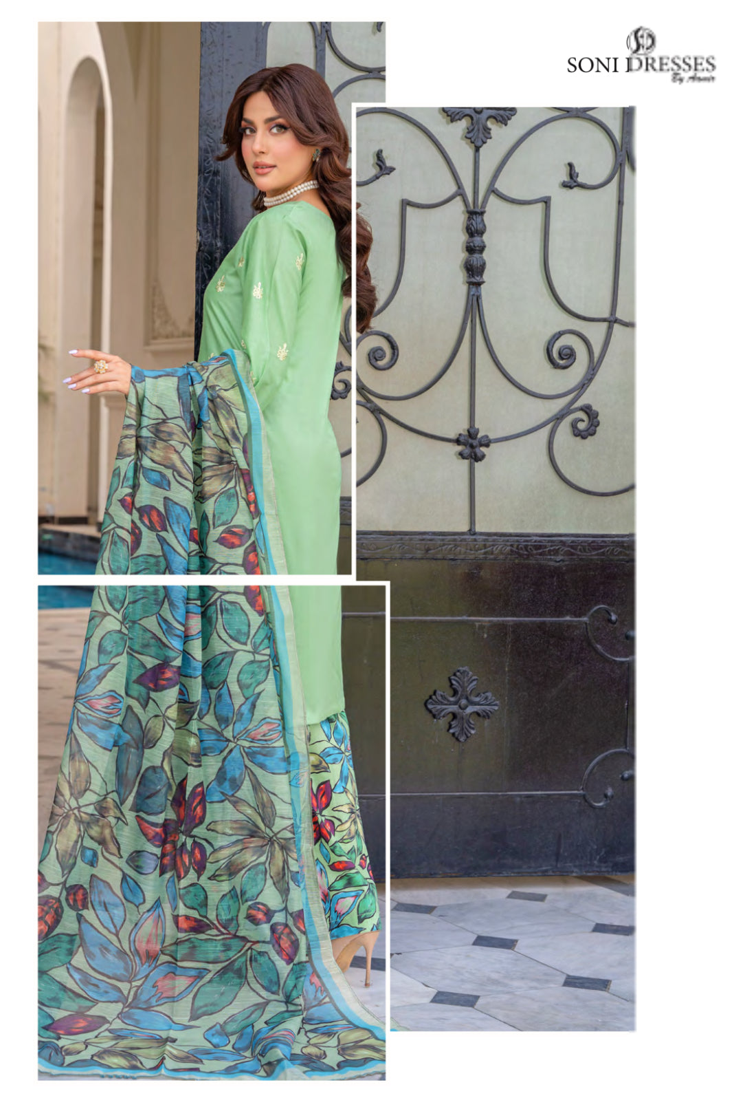 Pakistani Salwar Kameez suit by Saree Ghor Charlotte featuring traditional ethnic wear for women, with colorful fabric and detailed embroidery.