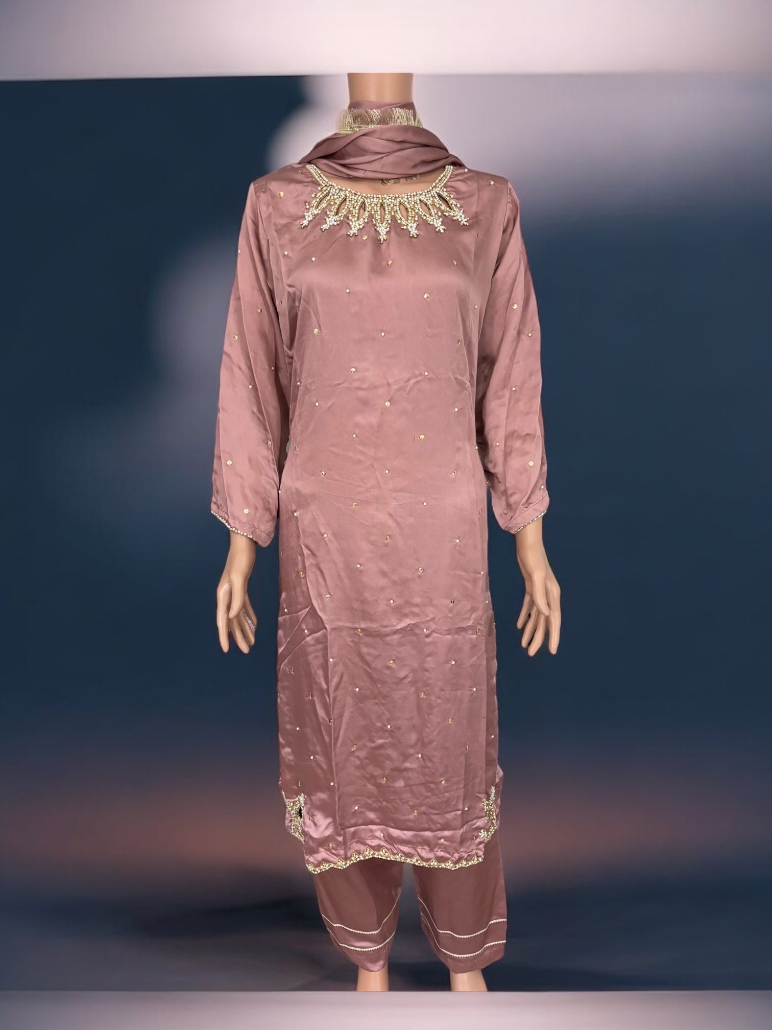 Pink traditional Salwar Kameez suit by Saree Ghor Charlotte featuring intricate embroidery and ethnic wear for women.