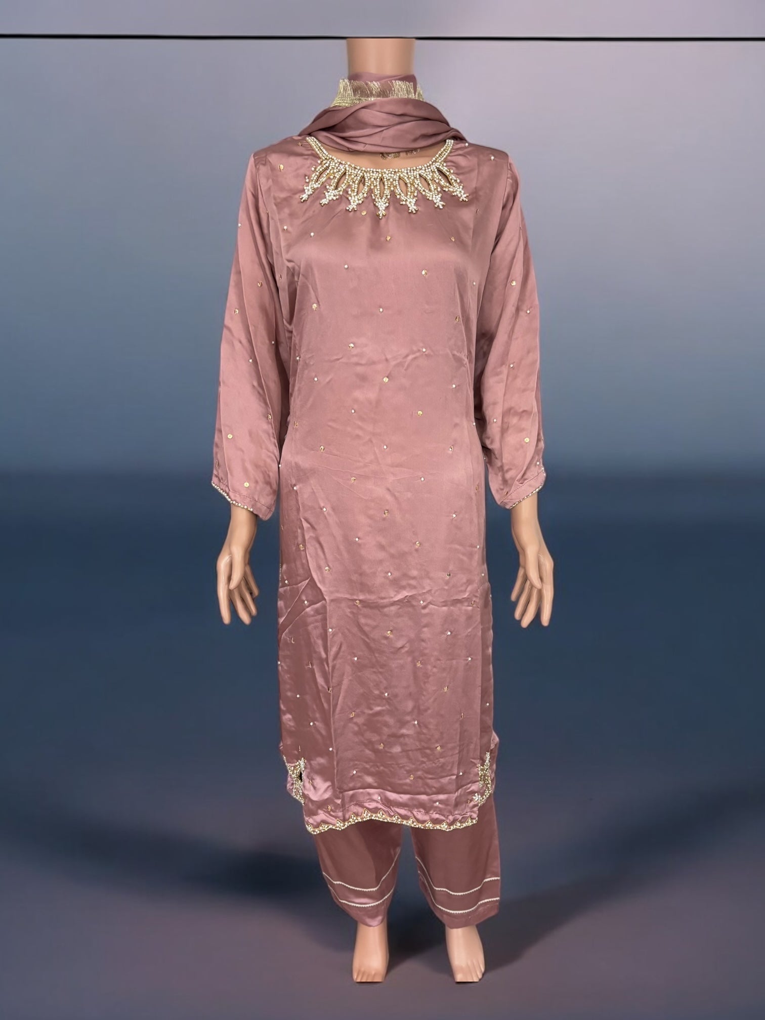 Pink traditional designer Salwar Kameez suit by Saree Ghor Charlotte, with intricate ethnic embroidery for women.