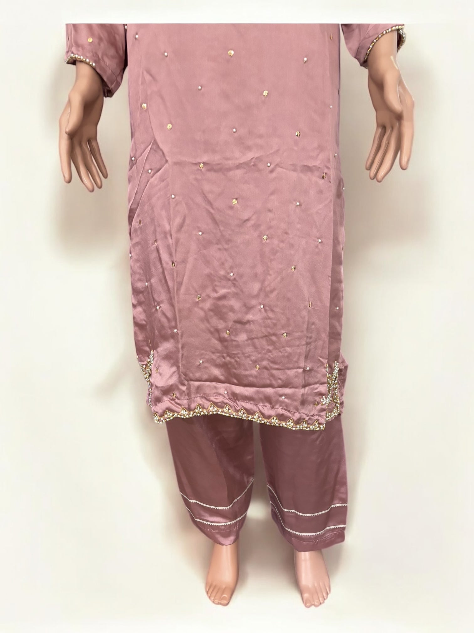 Pink traditional designer Salwar Kameez suit for women by Saree Ghor Charlotte, showcasing intricate ethnic embroidery.