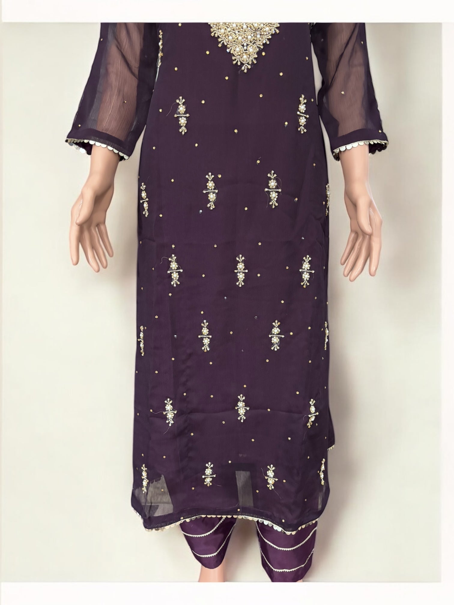 Purple traditional designer Salwar Kameez suit by Saree Ghor Charlotte with intricate embroidery and ethnic style for women.