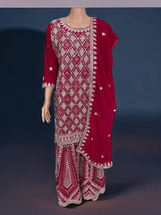 Rani Pink traditional designer Salwar Kameez suit by Saree Ghor Charlotte, with intricate embroidery and ethnic wear style for women.