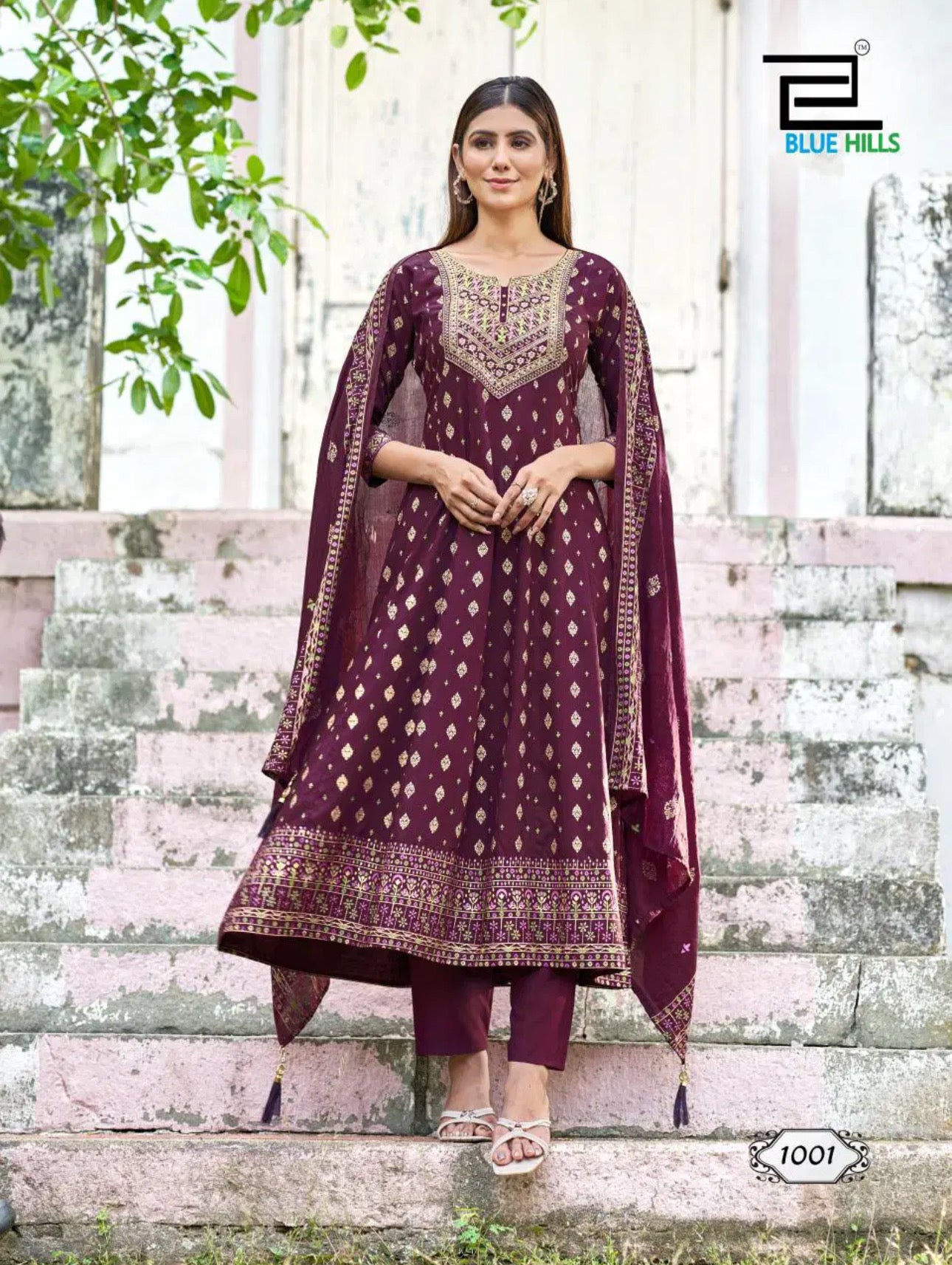 Rayon Dress with Pant and Dupatta – Ethnic Wear for Women- 01 - Saree Ghor Charlotte