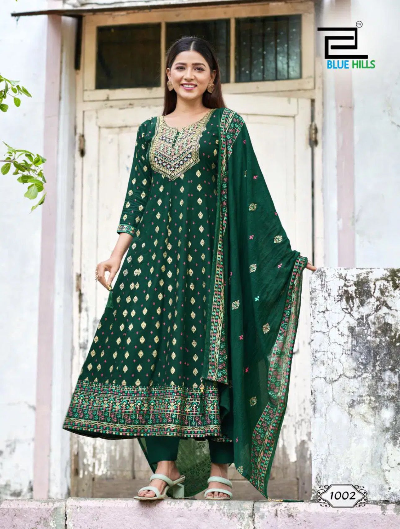 Rayon Salwar Kameez with pants and dupatta by Saree Ghor Charlotte, traditional ethnic wear for women, shown in a colorful style.
