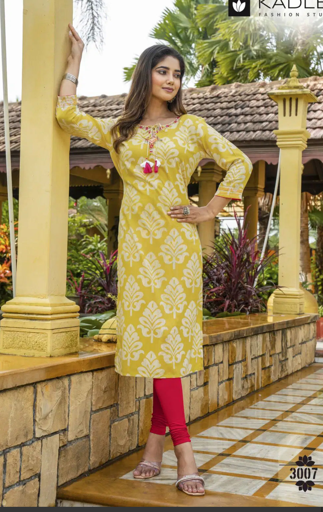 Rayon printed designer kurti from Saree Ghor Charlotte, soft fabric ethnic wear for women, paired with salwar kameez.