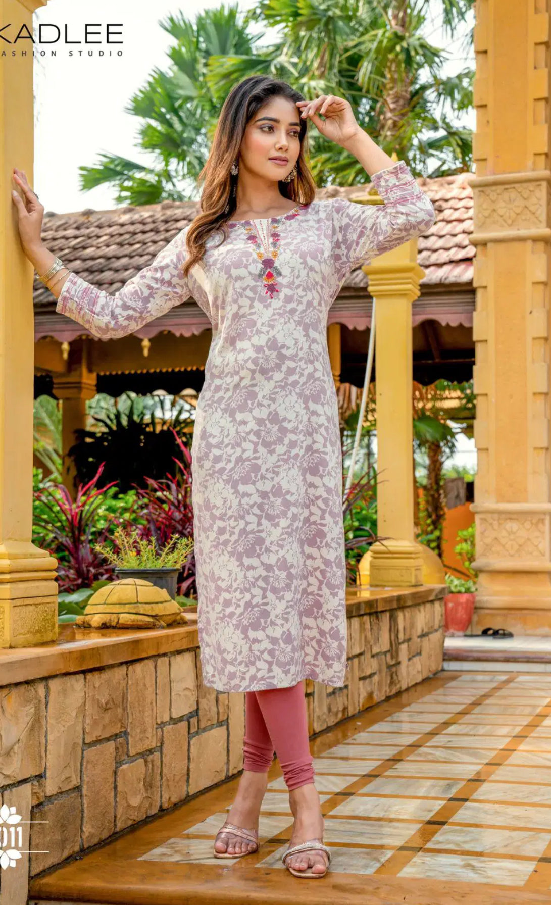 Rayon printed designer kurti from Saree Ghor Charlotte, soft fabric ethnic wear for women in a stylish salwar kameez design.