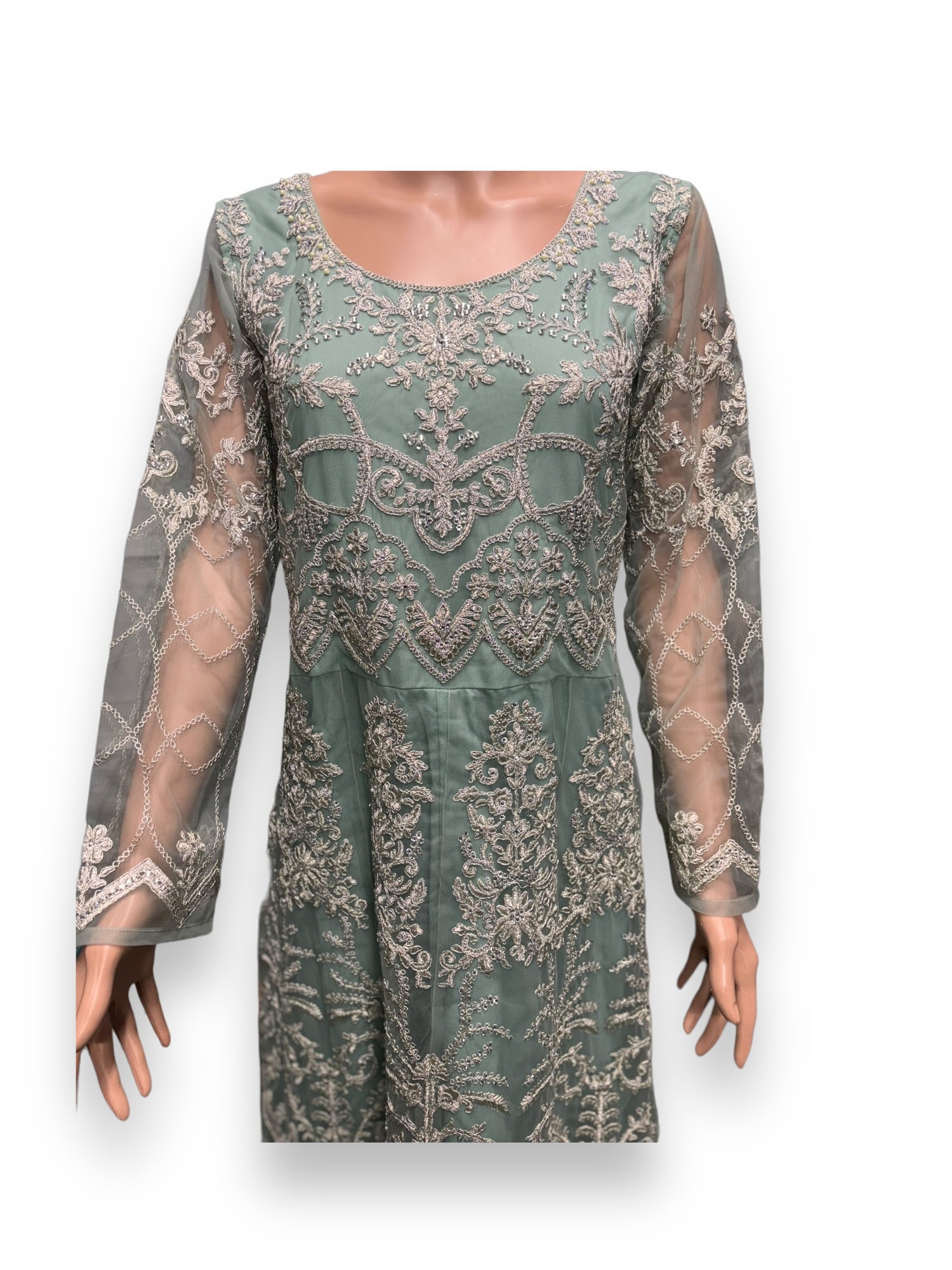 Sea Green Color Bridal Anarkali Gown -Ethnic Wear for Women - Saree Ghor Charlotte