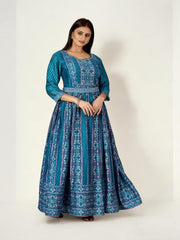 Teal blue traditional designer salwar kameez for women by Saree Ghor Charlotte, featuring intricate ethnic embroidery and elegant style.