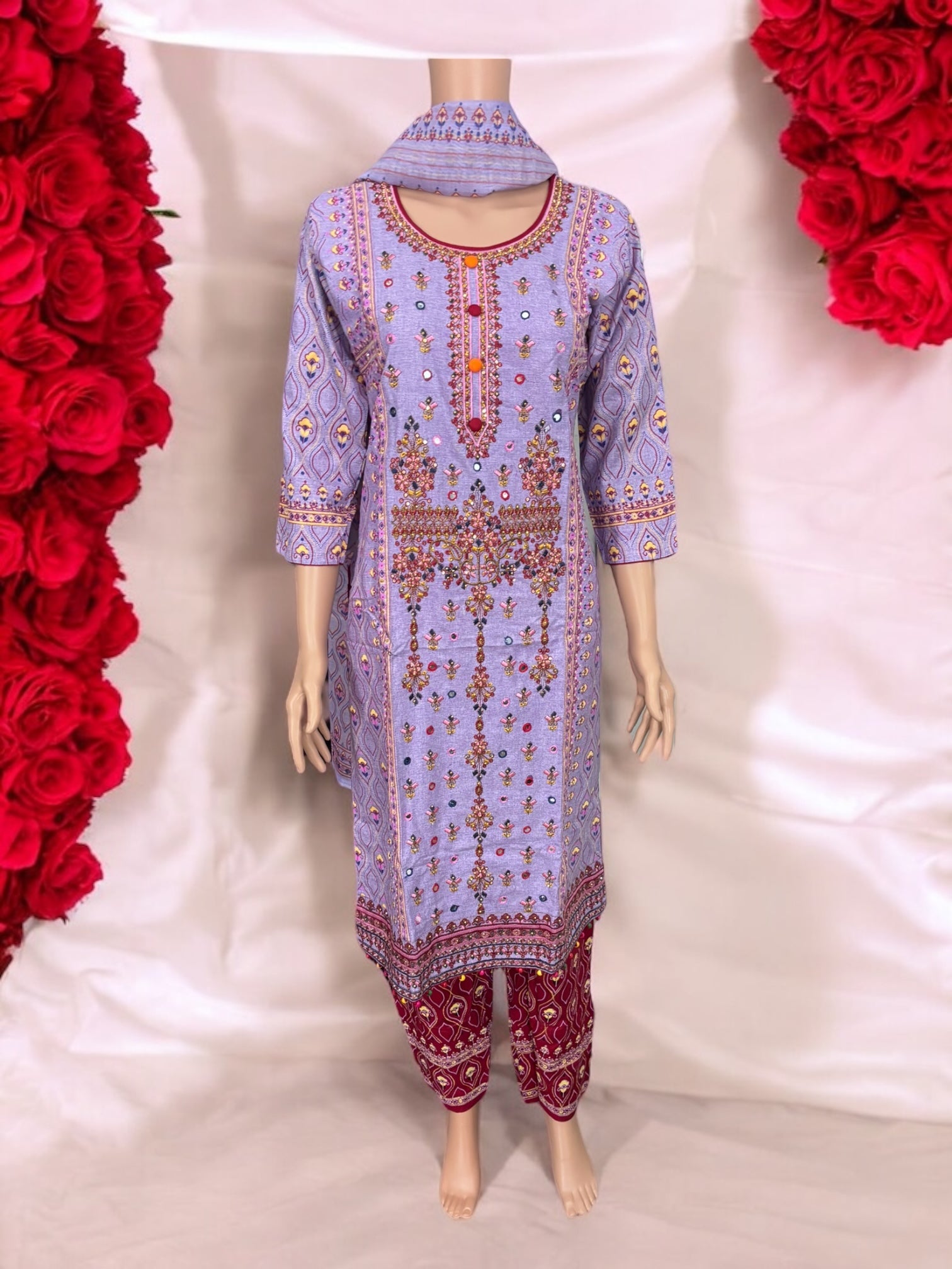 Traditional cotton Salwar Kameez suit by Saree Ghor Charlotte, featuring elegant ethnic wear design for women.
