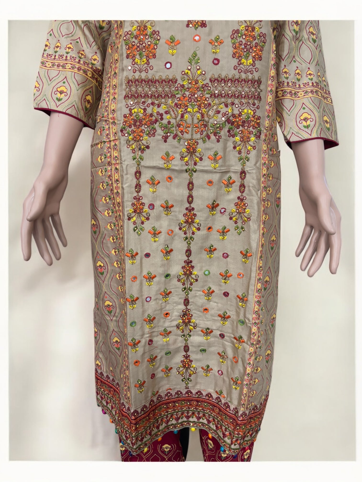 Traditional cotton Salwar Kameez suit by Saree Ghor Charlotte, showcasing intricate design and ethnic wear for women.