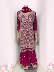 Traditional designer Garara Salwar Kameez suit by Saree Ghor Charlotte, showcasing intricate ethnic wear with vibrant colors.