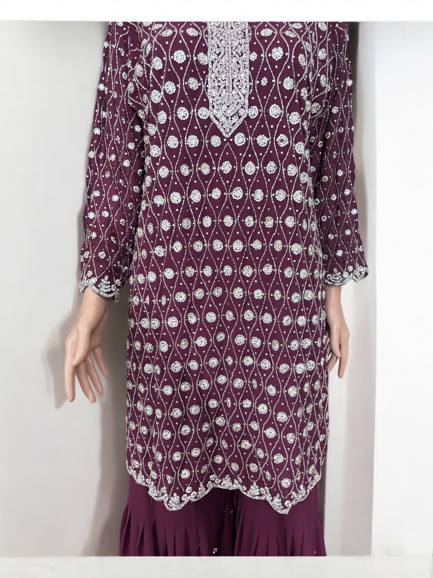 Traditional designer Garara Salwar Kameez suit by Saree Ghor Charlotte, featuring vibrant ethnic wear with intricate detailing.