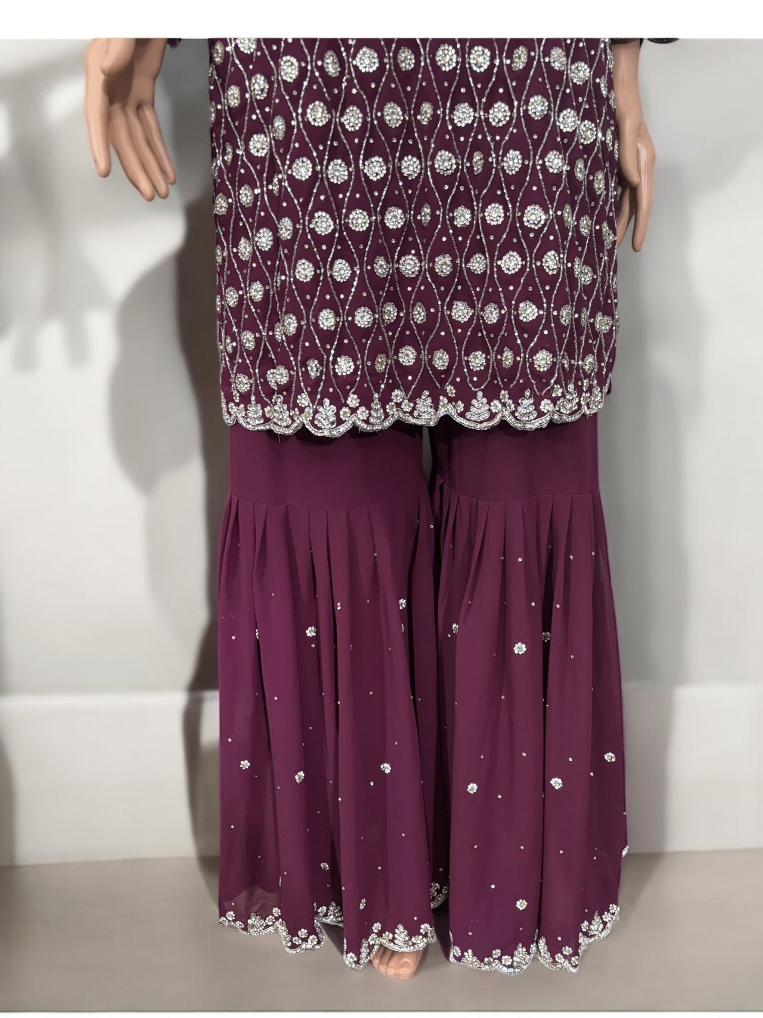 Traditional designer Garara Salwar Kameez suit by Saree Ghor Charlotte, featuring intricate ethnic embroidery and vibrant colors.